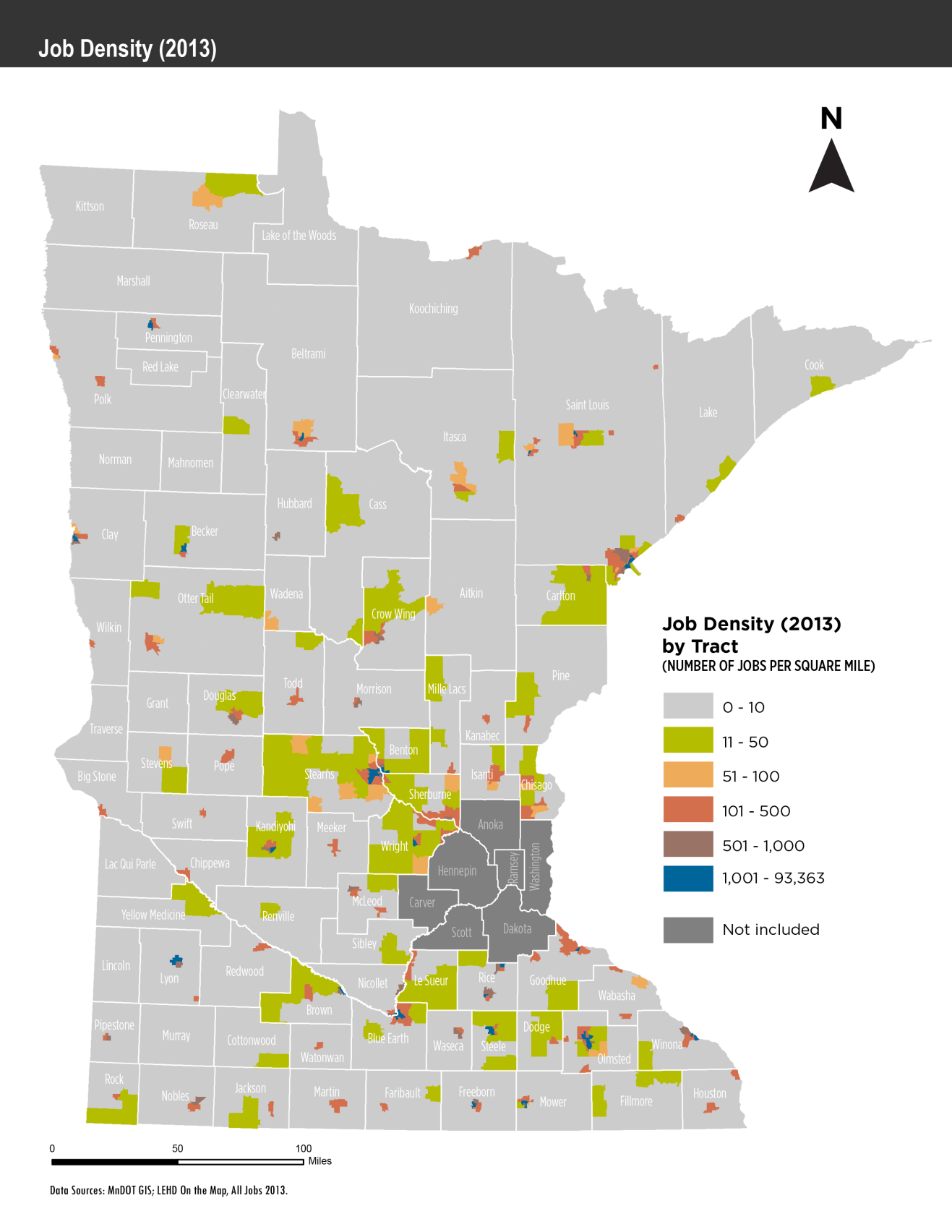 Map of Statewide Job Density by Census Tract