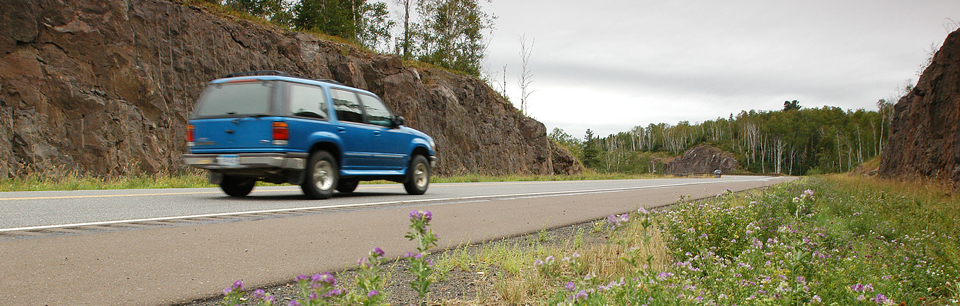 SUV driving down a Minnesota Highway