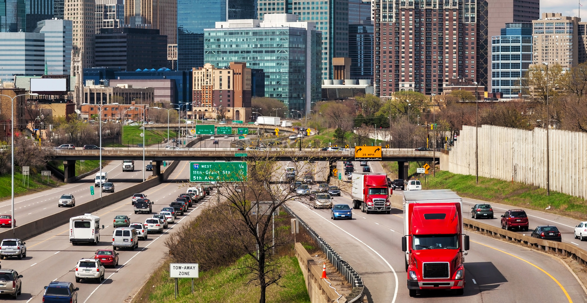 Motor vehicles driving on the highway