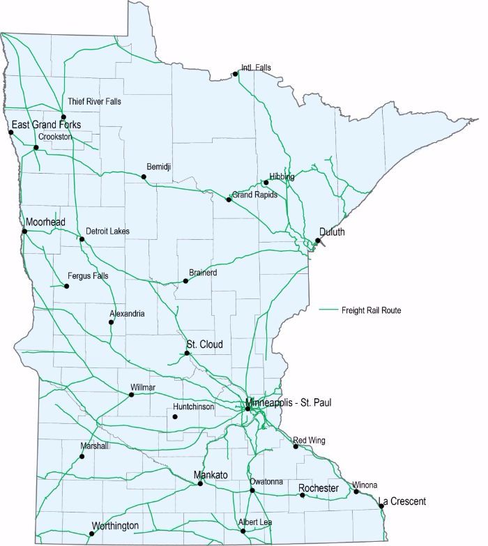 Minnesota's freight rail network