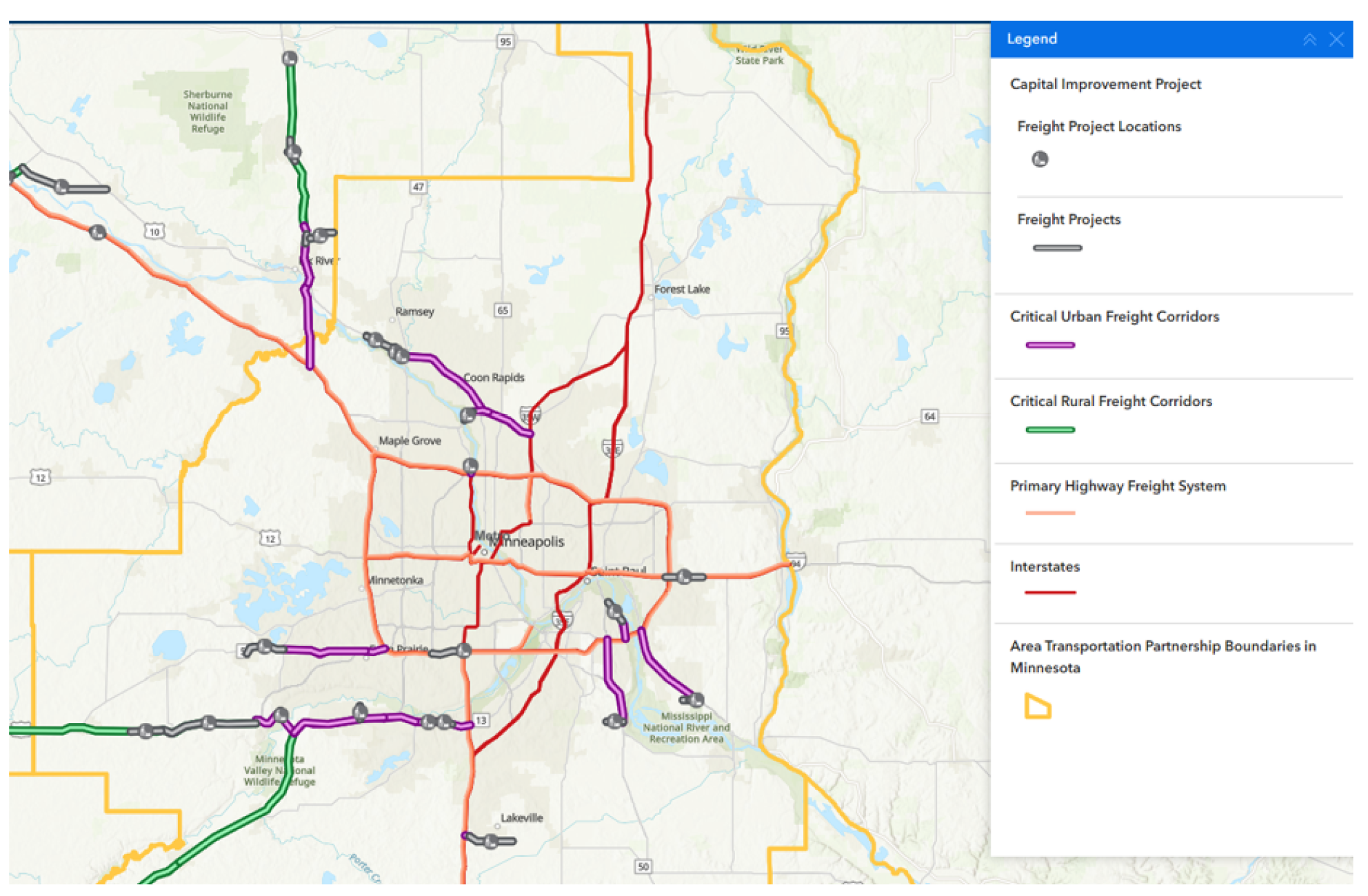 Screenshot of ArcGIS Online Map image, centered on the Twin Cities Metro